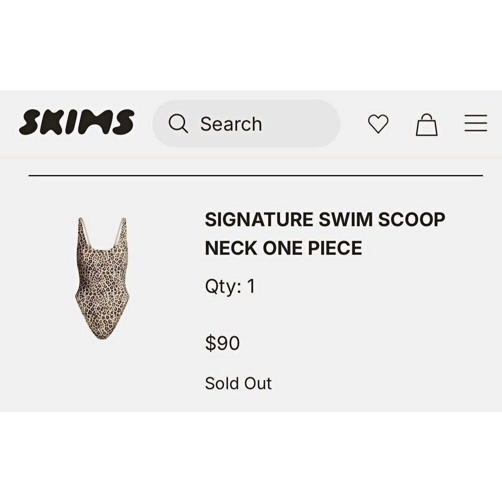 SKIMS Signature Swim Leopard Print Scoop Neck One-Piece High Leg M L Body Suit